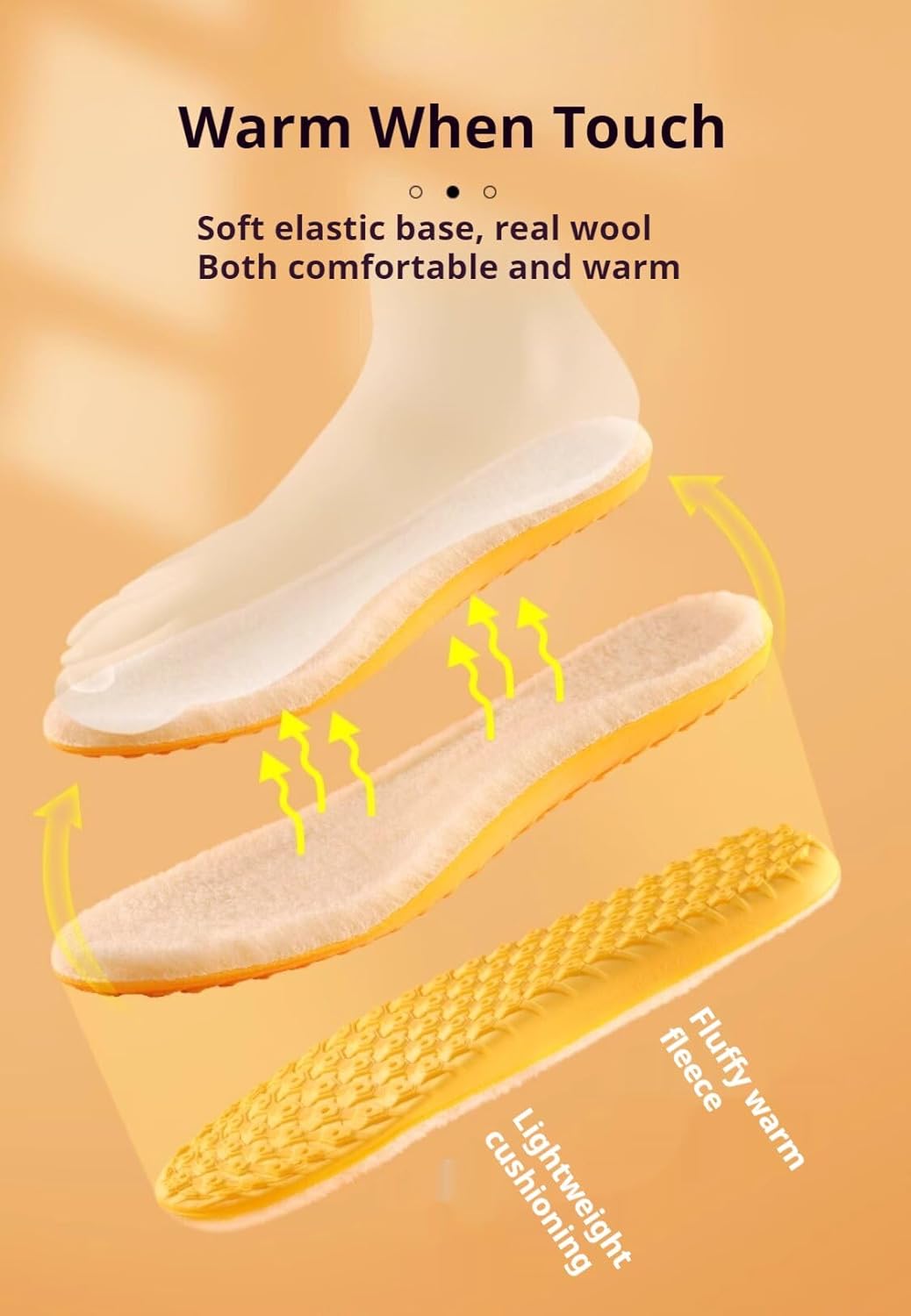 Wool Cloud Insoles for Women Men Replacement Cozy Insoles Warm Arch Support Thermal Insoles Fleece Sport Insoles for Shoes Boots Sneakers (Women 6-10(10.2",25.5cm)) - Image 2