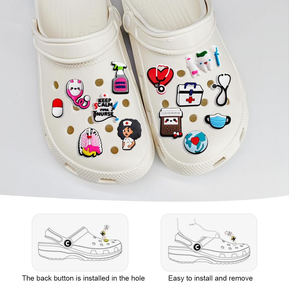 37 Charm Scarpe A Tema Infermiere: PVC Colorato Per Decorare Sandali O Sneakers - Foto 2