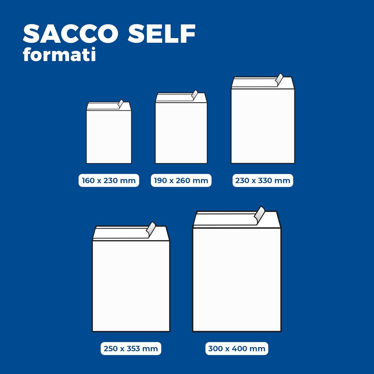 BLASETTI - 25 Buste A SACCO Bianco 300X400MM 100GR C/Strip S