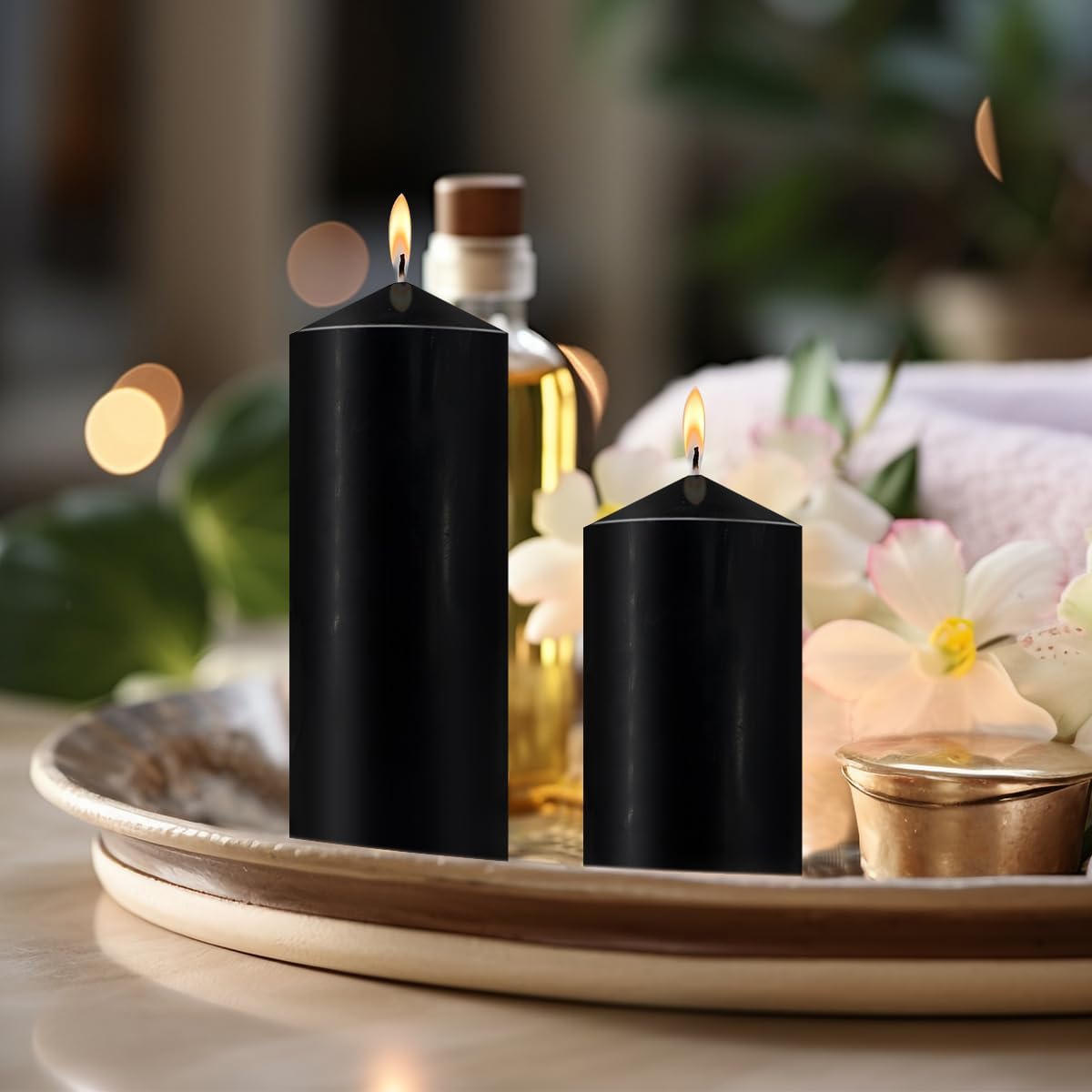 Emergency Candle, Hand Poured Pillar Candles Set of 2, 3x8 inches Unscented Large Black Candle, Smokeless Dripless and Non-Toxic Tall Candles Bulk for Power Outage Candles