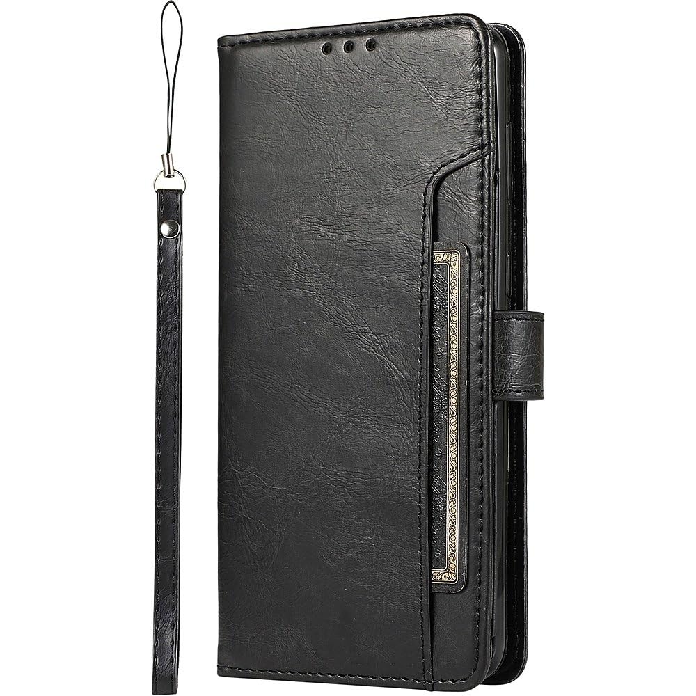 ZERODAMAGE SAHARA CASESaharaCase Google Pixel 8 Pro Genuine Leather Folio Wallet Case - Shockproof, Integrated Kickstand, Anti-Slip Grip - Black