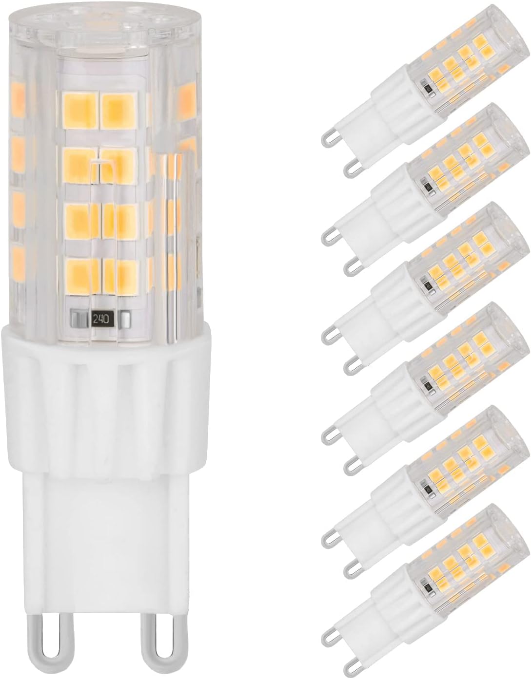 G9 LED Bulbs 5W(40W Halogen Equivalent) 400LM, Daylight White 5000K, 360 Degree Omni Beam Angle, Non-dimmable G9 Bi Pin Base for Chandeliers, Home Lighting(Pack of 6)