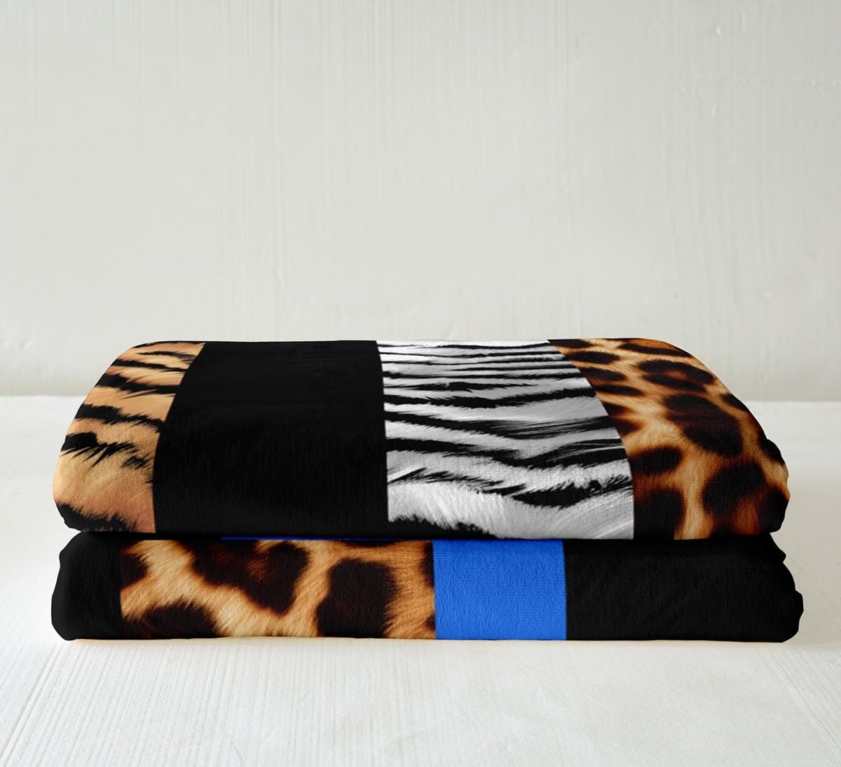 Feelyou Leopard Fleece Throw Blanket for Kids Boys Girls Cheetah Blue Black Plush Blanket Twin 60"x80" Animal Fur Print Sherpa Blanket Bedroom Decor Safari Fuzzy Blanket Zebra image 4