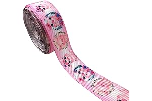 MMvolesy Pink Pig Pattern Grosgrain Ribbon