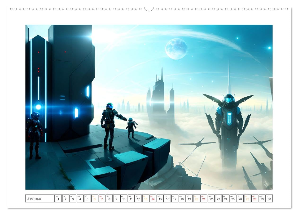 KI-Impressionen der Zukunft (hochwertiger Premium Wandkalender 2026 DIN A2 quer), Kunstdruck in Hochglanz: Wie stellt siche eine künstliche Intelligenz die Zukunft vor? (CALVENDO Kunst)