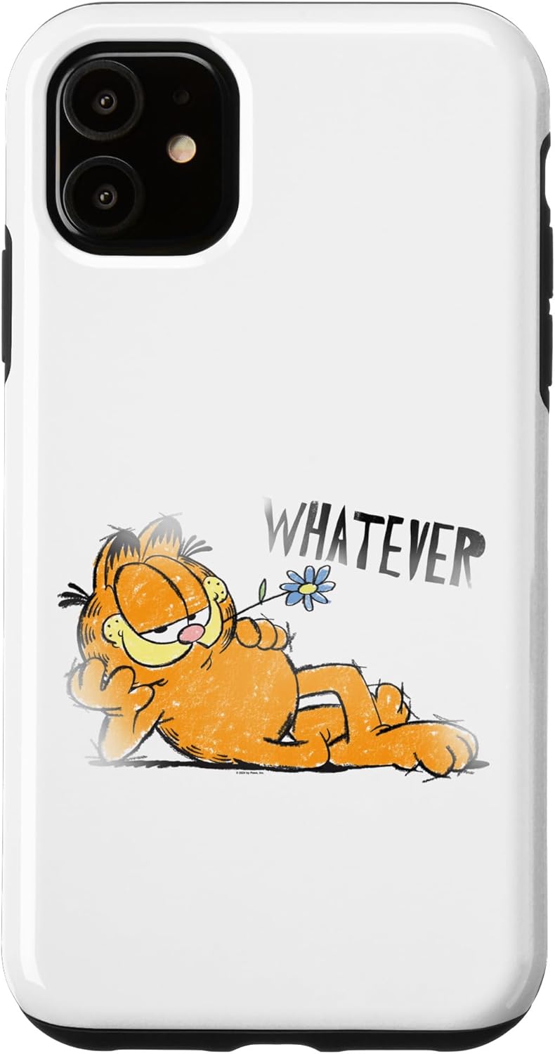 iPhone 12/12 Pro Garfield Classic Whatever Distressed Faded Flower In Mouth Case