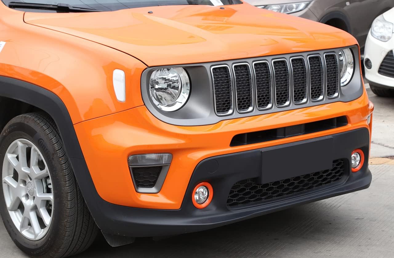for Jeep Renegade 2019+ Front Fog Light Cover Trim Ring Guards, Orange 2pcs