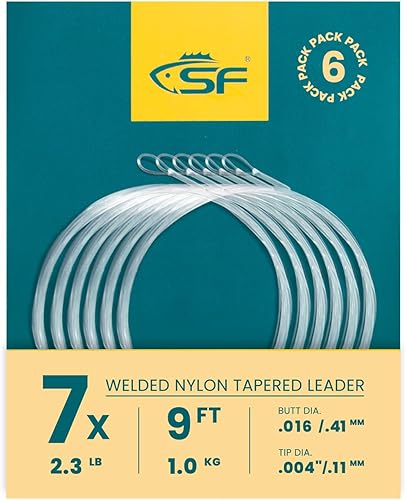 Miniatura 38 de SF Líder Cónico Pre-Atado con Lazo para Pesca con Mosca de Nailon Transparente para Trucha de Agua Dulce y Salada Bonefish Permit Lubina Salmón