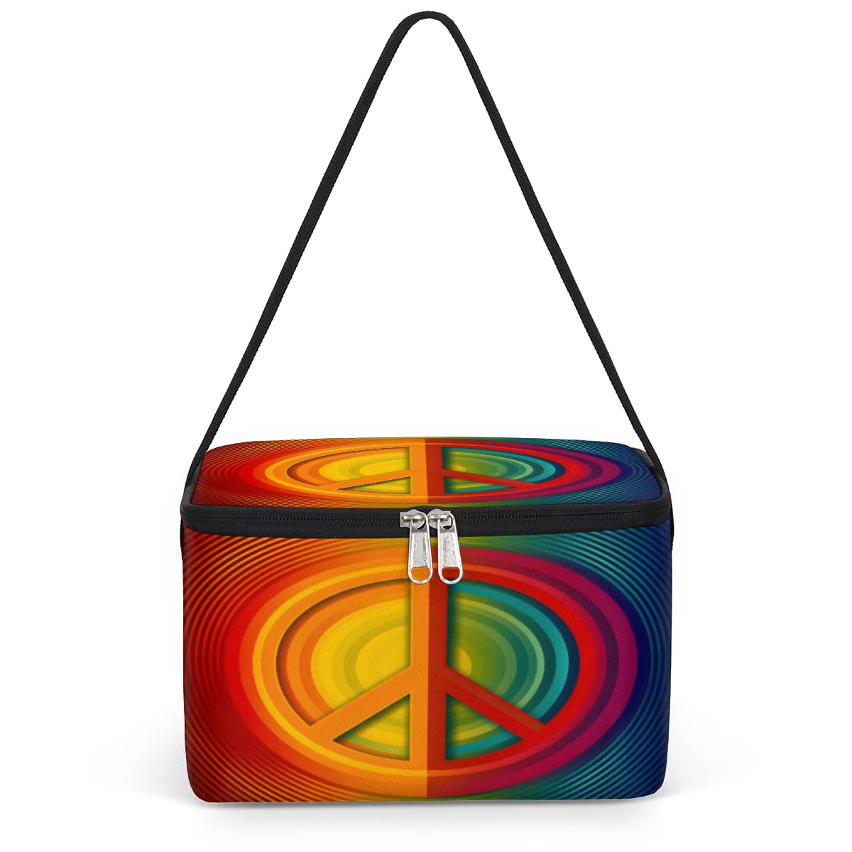 GzLeyigou Peace Symbol Lunch Bags for Women Men 9 Cans, Hot & Cold Food Delivery Bag Insulated Grocery Bag Insulated Lunch Box Peace Cooler Bag for Office Work Picnic Beach