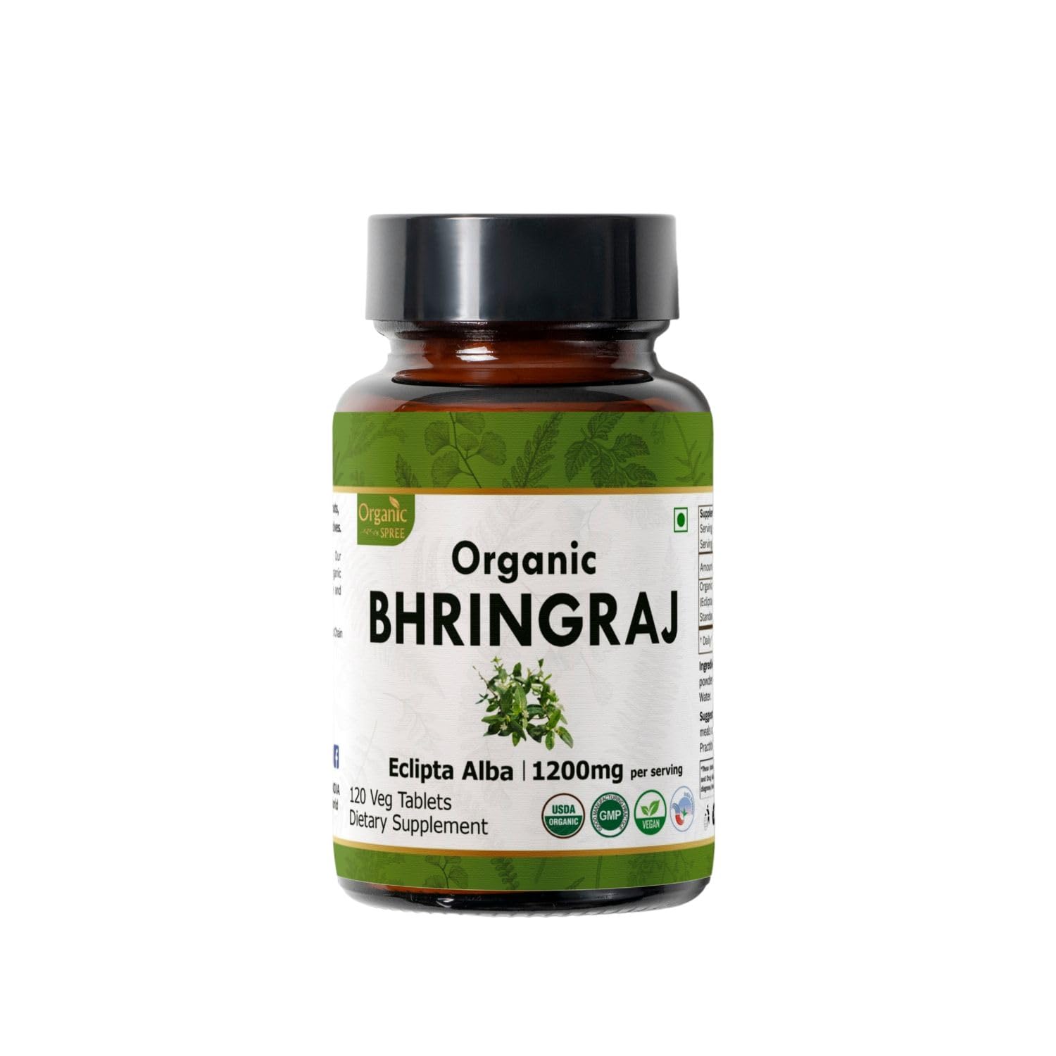 Bhringraj 120 Tablets | Eclipta Alba (Bhringraj) | USDA Organic Certified | Ayurvedic Hair Care | Organic and Natural 120tabUSDA Organic