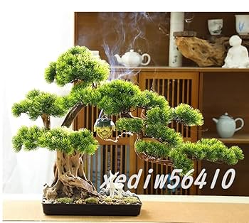 Amazon.co.jp: 高級模造迎客松盆栽 置物 禅意迎客松盆栽装飾品