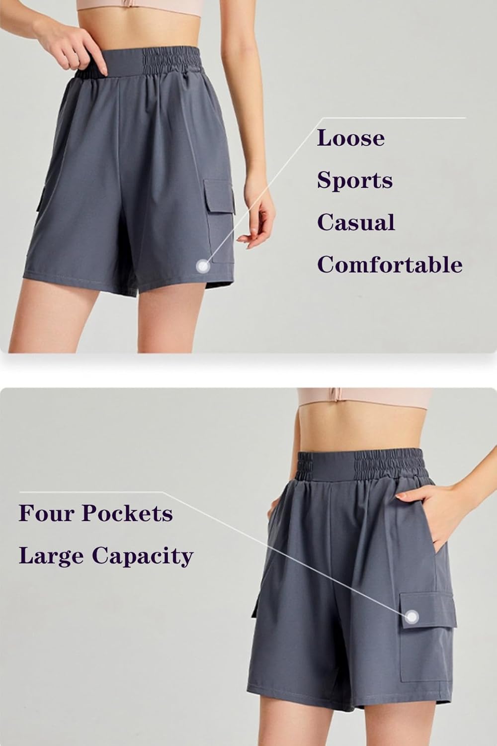 Women's Lightweight Cargo Shorts Green Waterproof Quick Dry Cargo Shorts for Summer Outdoor with Pockets