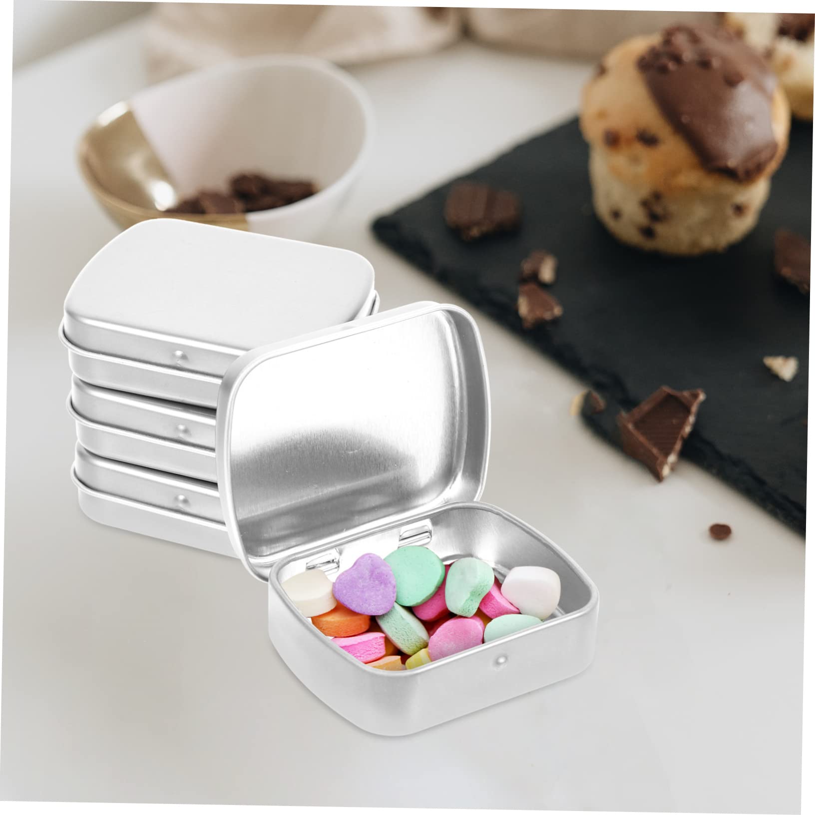 TEHAUX Rectangular Tin Box for Candy Storage Snack Organizers Iron Sundries Box