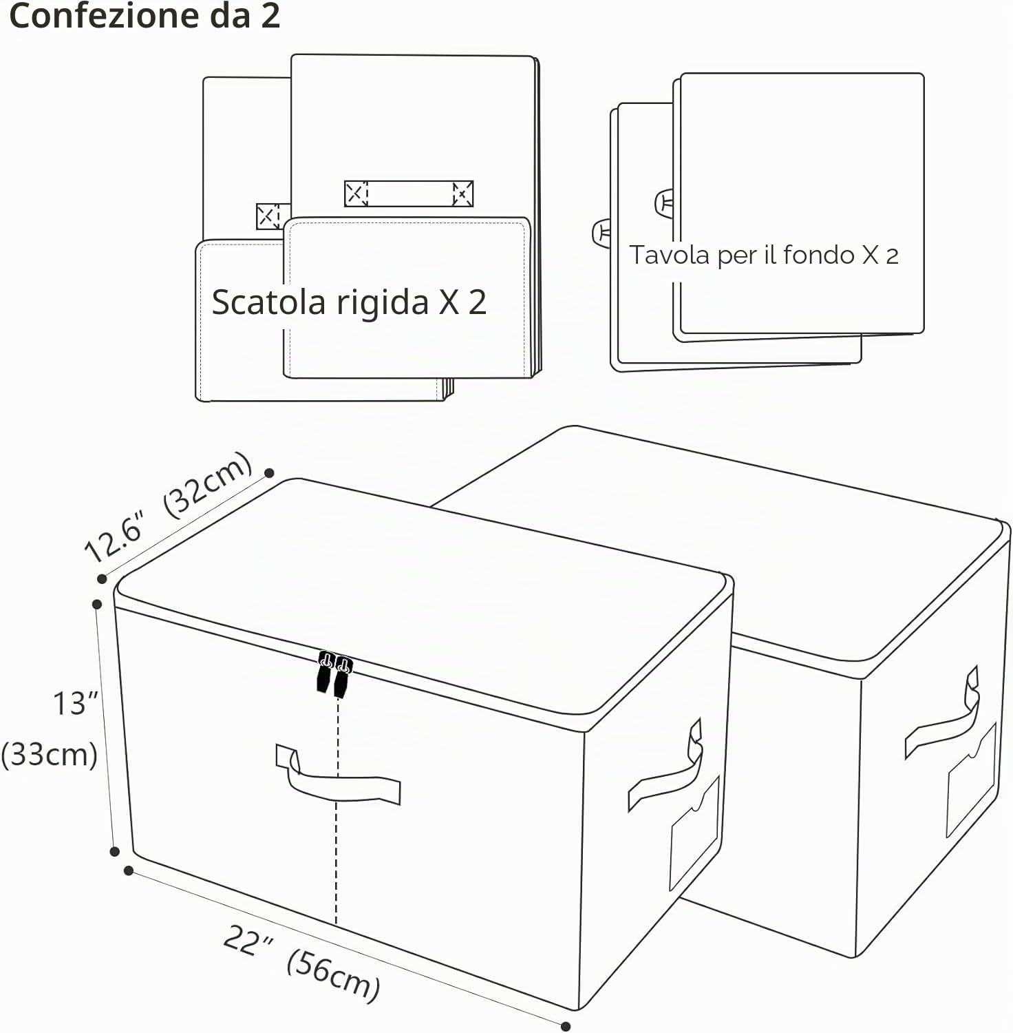 iwill CREATE PRO grande cesto portaoggetti con coperchio, pieghevole | in tessuto con maniglie, tinta unita (Grigio scuro, confezione da 2 unità)