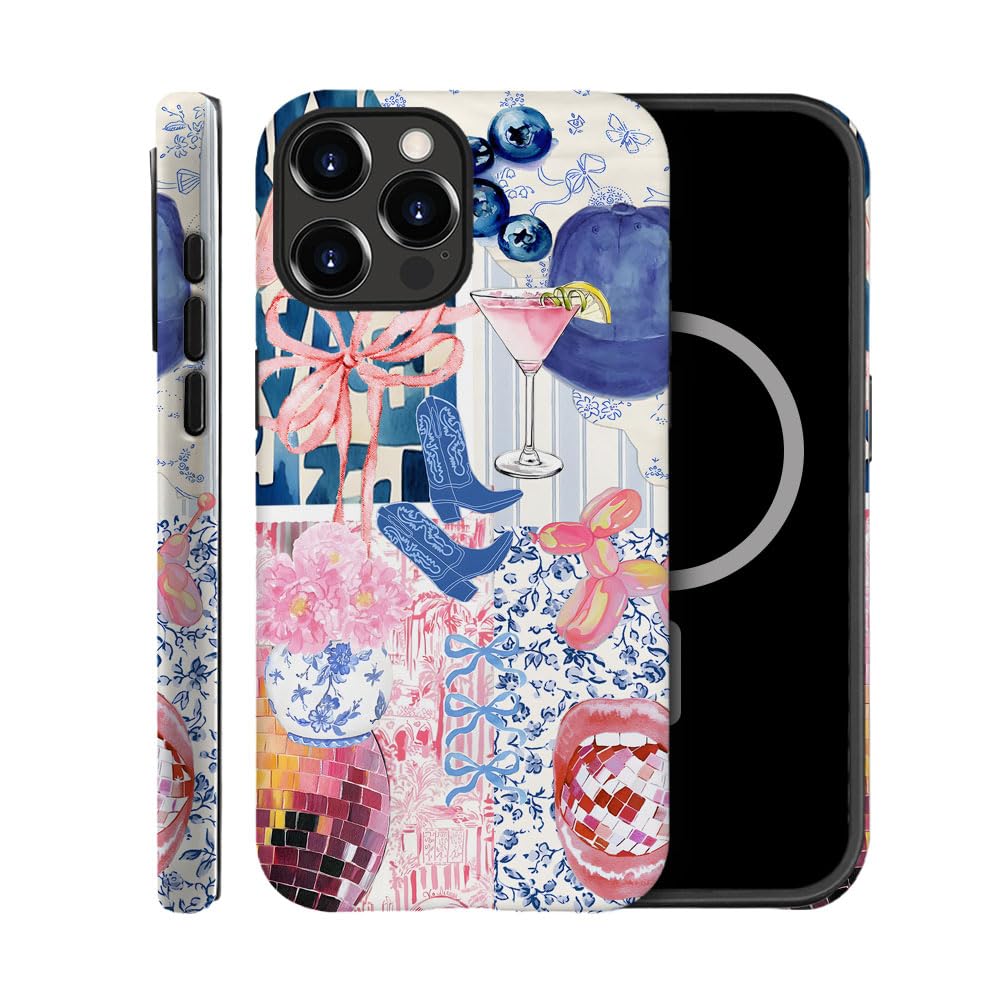 TnXee Case Compatible with iPhone 15 Pro,Compatible with MagSafe,Fall Prevention Hybrid 2-Layer Hard Shell Cases for Girls Boys,Bow Boot Disco Lip