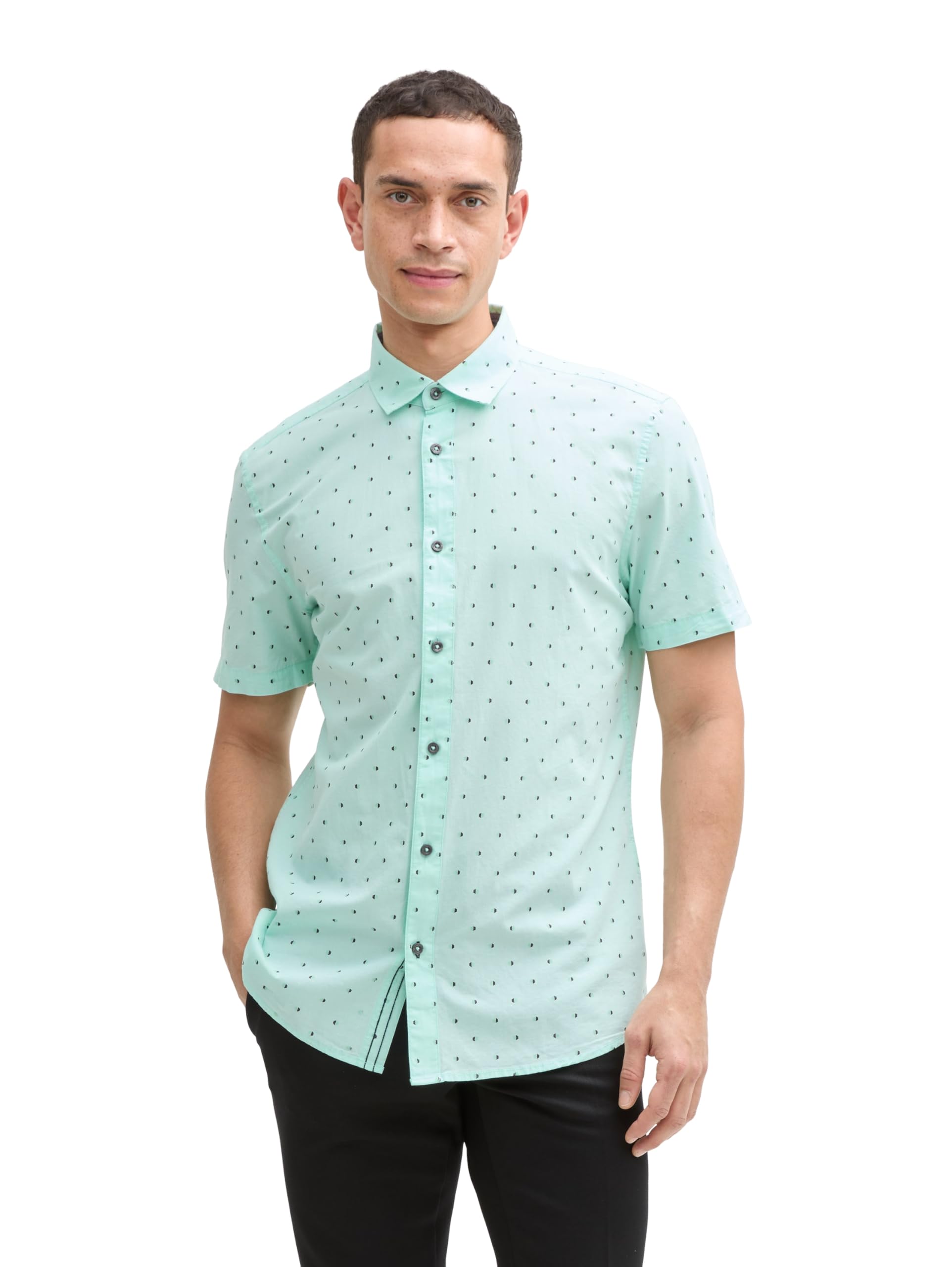 Tom Tailor Herren Fitted Kurzarmhemd mit Muster