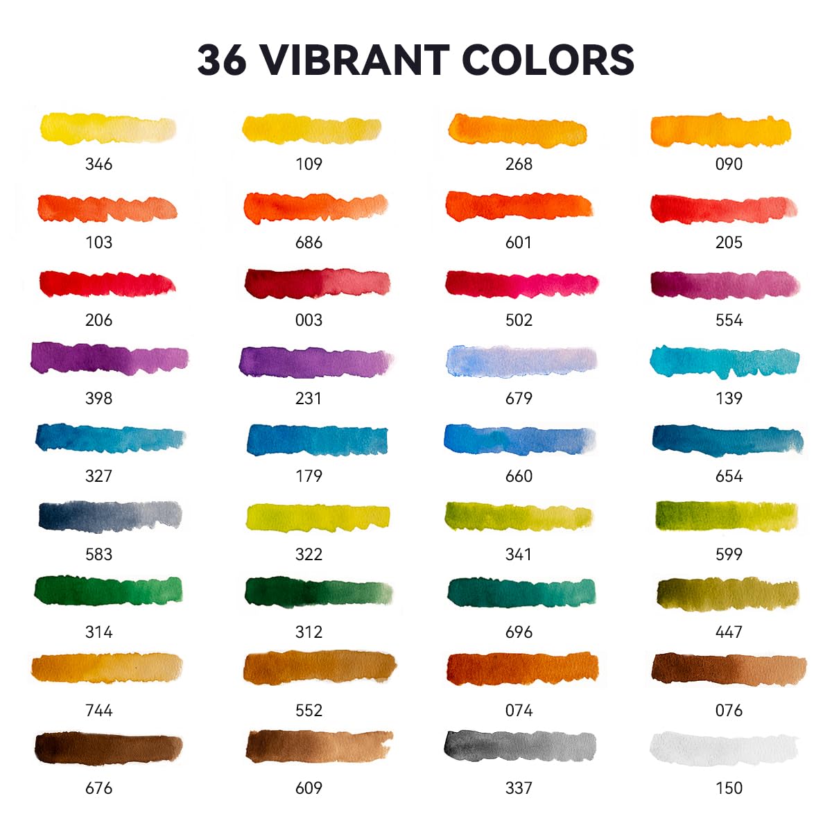 Ensemble de peinture aquarelle de voyage comprenant 36 couleurs aquarelles unies + papier aquarelle 50 % coton de 19,1 x 19,1 cm (20 feuilles) + 1 pinceau aquarelle + organiseur de poche