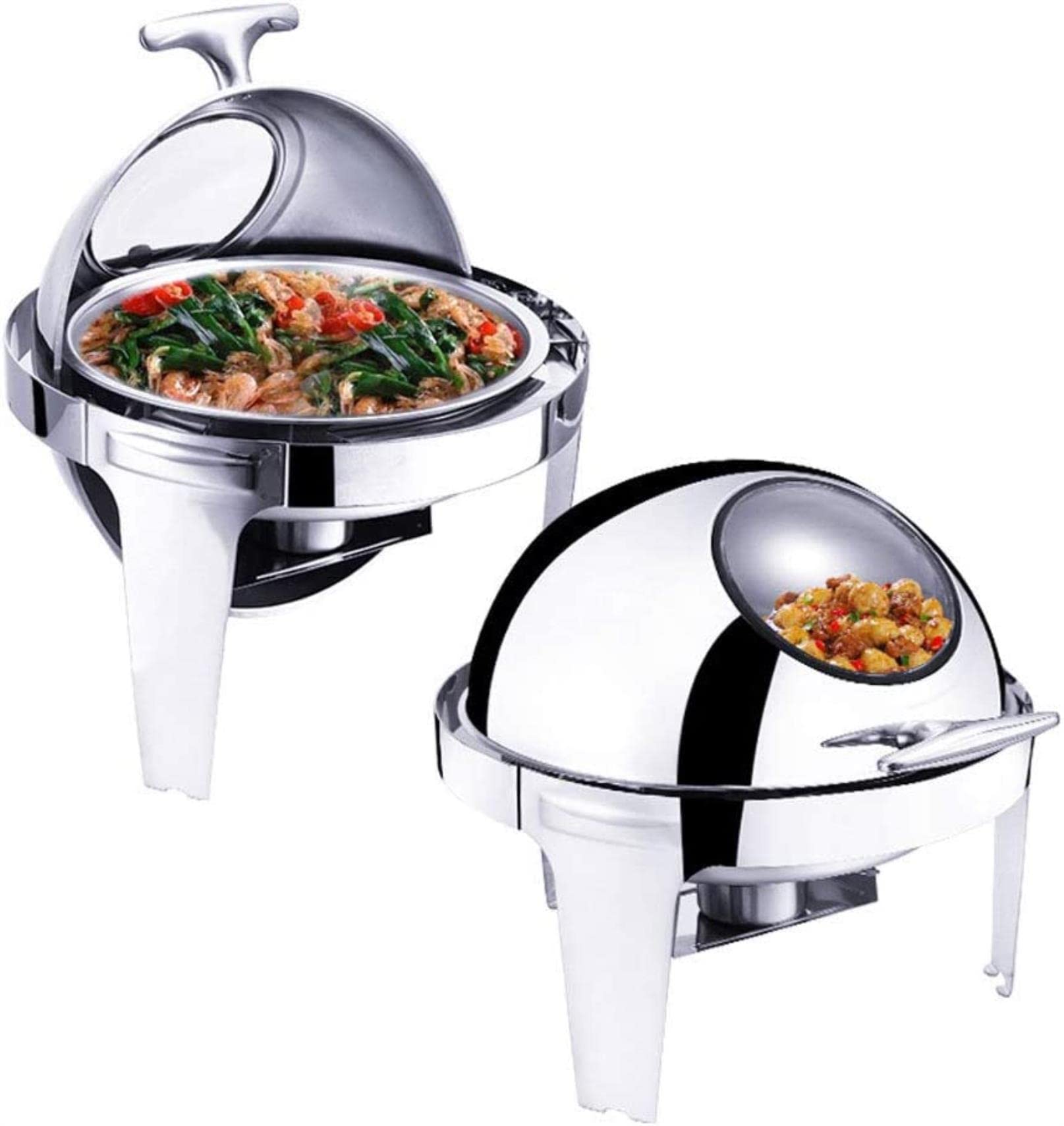 Calentador de Buffet, Ronda Chafing Dish Aislamiento de Alimentos en la Cafetería del Hotel, Tiempo de Aislamiento Prolongado y Fácil de Limpiar, con Bandeja y Clip para Alimentos, 220V 400W
