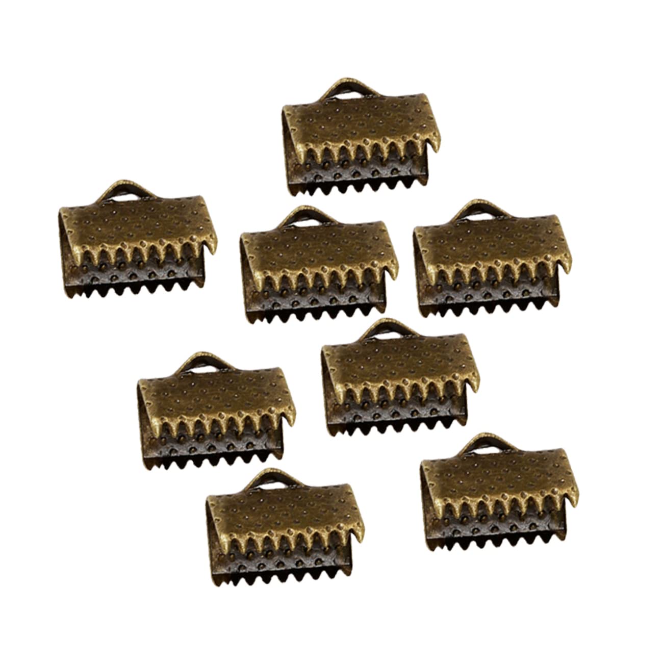 NUOBESTY Crimp Jewelry Clasps 1cm Textured Crimp End Clamps Cord Ends Mazi Buckles Zipper Clips for DIY Jewelry