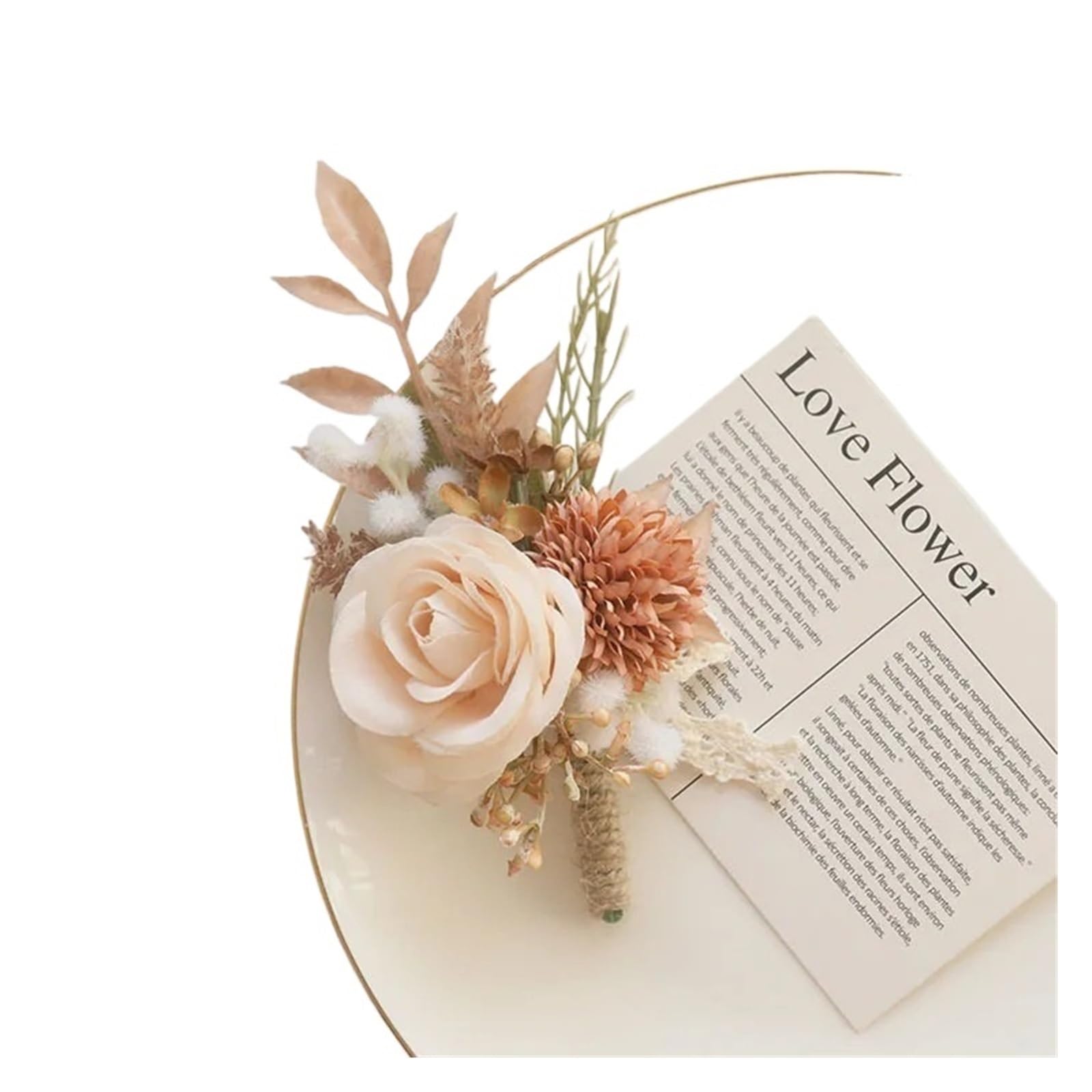 UJEDFHV Wedding Simulation Rose Corsage Wedding Flower Bouquet Artificial Business Celebration Opening Guest Corsage Boutonniere Handed Champagne For Proms