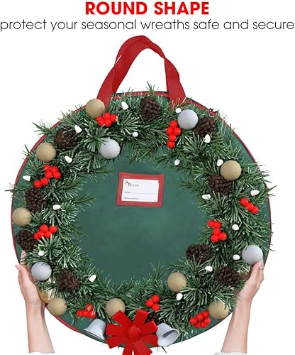 Miniatura 4 de Primode - Bolsa de almacenamiento de corona de Navidad de 30 pulgadas con asas, bolsa para coronas de guirnaldas, fabricada con poliéster Oxford