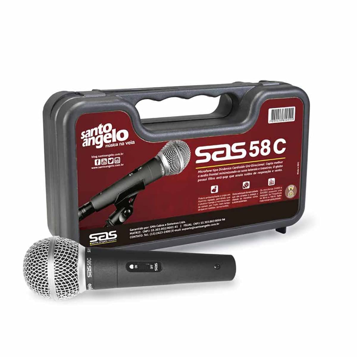 Microfone Dinâmico Santo Angelo SAS-58C com Fio : Amazon.com.br