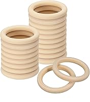 Vista 15 de uxcell 20 anillos de madera natural de 1.969 in (2 pulgadas), círculos de madera lisa sin terminar de 0.315 in de grosor para manualidades, tejer