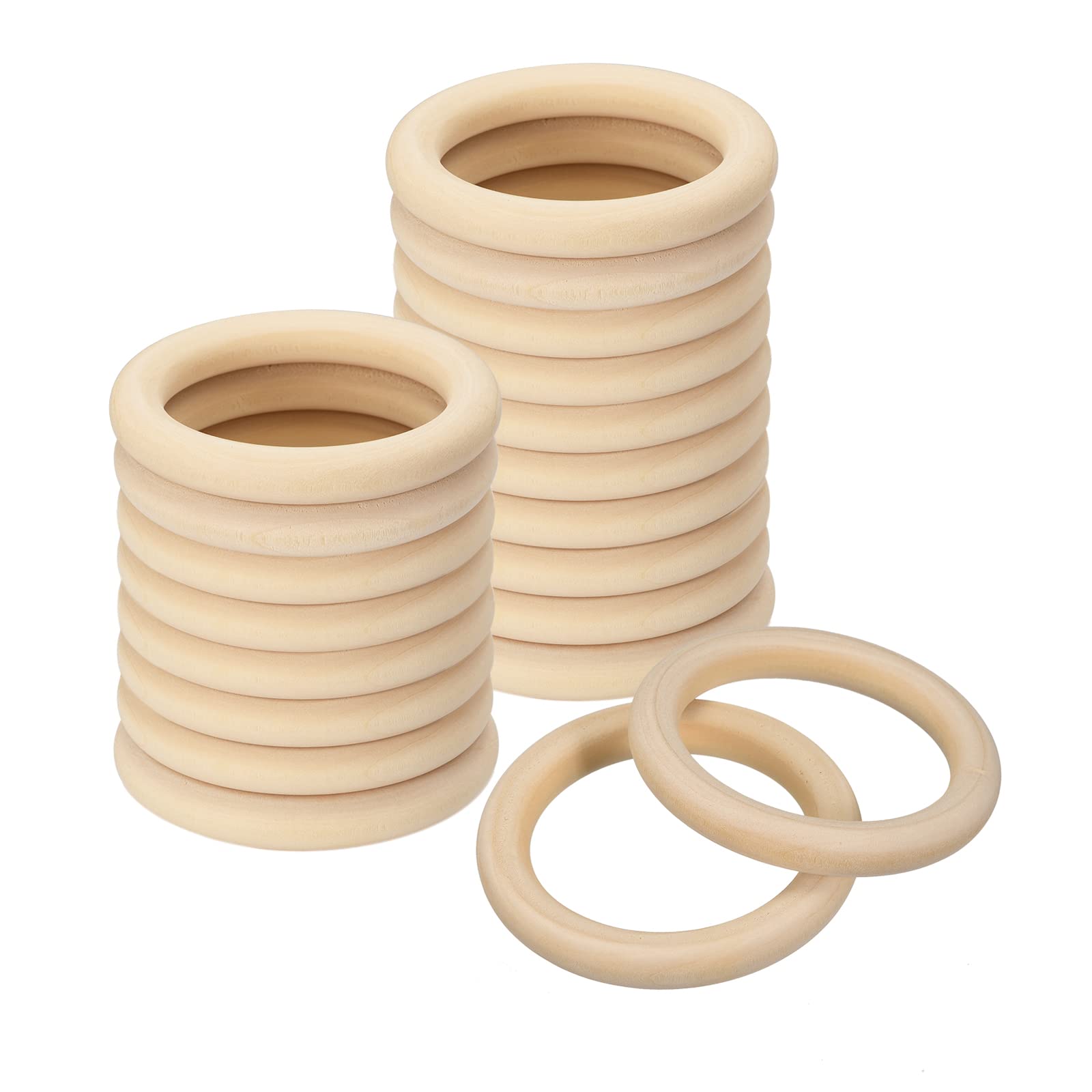 Anneaux en bois brut 65mm lot de 20 pour création de pendentifs artisanaux