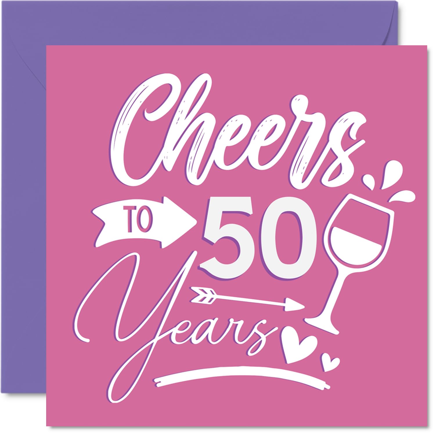 50th Birthday Cards for Women - Cheers - Happy Birthday Card for 50 Year Old Woman Friend Auntie Nan Cousin, 145mm Bday Greeting Cards