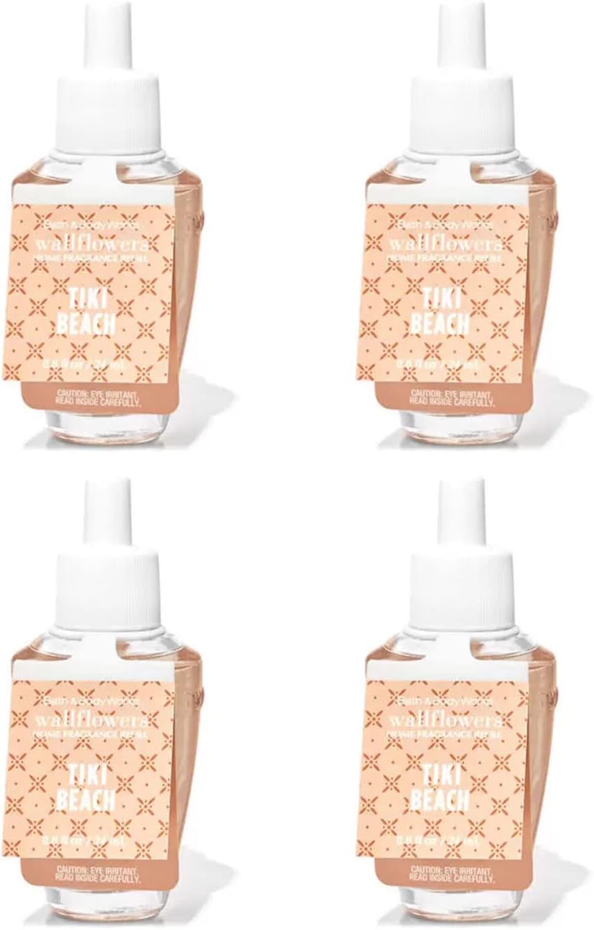 Bath & Body Works Tiki Beach WallFlowers Fragrance Refill 0.8 Oz 4 Pack (Tiki Beach) 3.2 Fl Oz