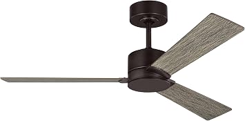 Monte Carlo 3ROZR44AGP Rozzen 44" Ceiling Fan with Remote Control, 3 Light Grey Weathered Oak Blades, Aged Pewter