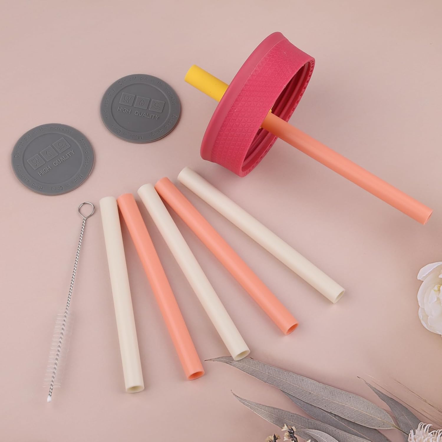 Replacement Straws Compatible with Owala Kids Insulation Stainless Steel Tumbler 12 Oz And 15 Oz Plastic Water Bottle- 6 Straws,2 Rubber Bottoms,1 Cleaning Brush. - Image 3