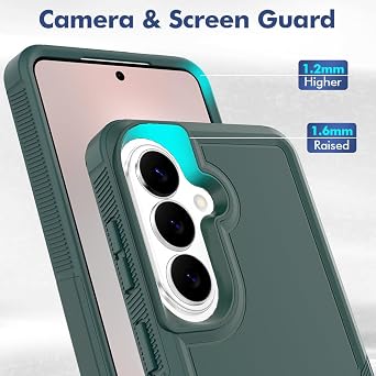 for Samsung Galaxy S26 Case,S26 Case,[Military Grade Drop Tested] with HD Screen Protector,Dual Layer Protective Heavy Duty Cell Phone Cover Non-Slip Shockproof Rugged Case for Galaxy S26 (Dark Green)