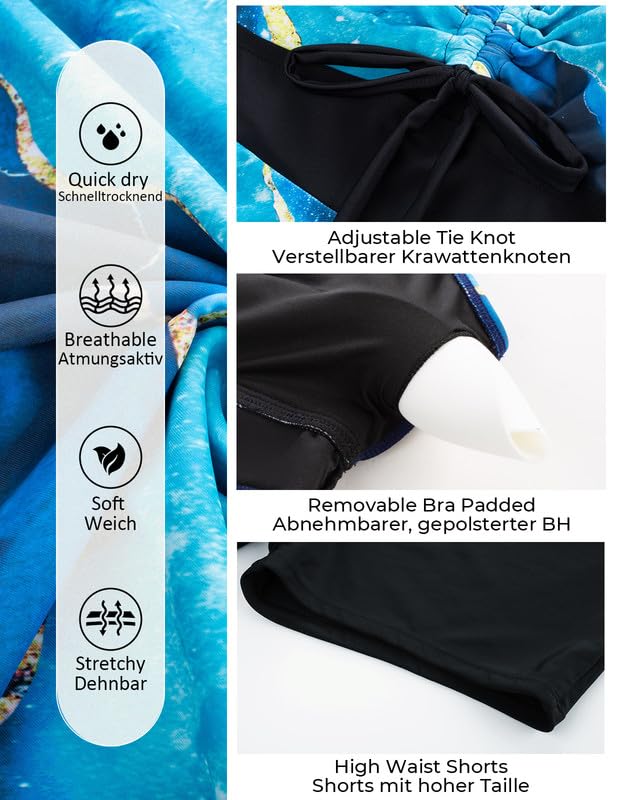 Hanna Nikole Tankini Damen Große Größen Zweiteiler Badeanzüge SchlüSselloch Badekleid Mit Badeshorts Bauchweg Bademode Mit Verstellbare Brust KordelzüGe Und Schultergurte Strandmode