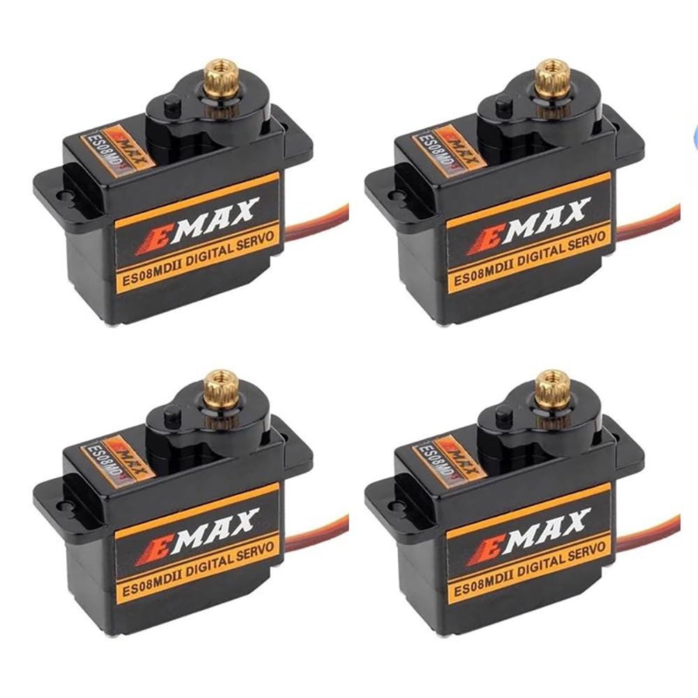 SPARKHOBBY ES08MDII Metal Digital Servo 12g Impermeable Servo con Engranajes Uesd para EMAX Servos para RC Coche Helicóptero Barco Avión Accesorios (4 Piezas ES08MDII)