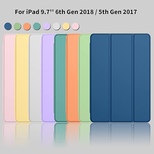 Miniatura 111 de iMieet Funda para iPad 9.7 (modelo 2018/2017, 6ª/5ª generación), funda inteligente con portalápices y parte trasera de silicona suave de piel