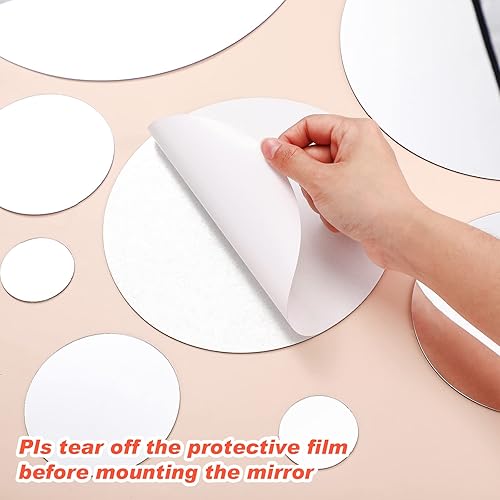 Miniatura 4 de Shappy 32 calcomanías de pared de espejo acrílico, removibles, redondas, azulejos de espejo circulares para el hogar, baño, sala de estar,
