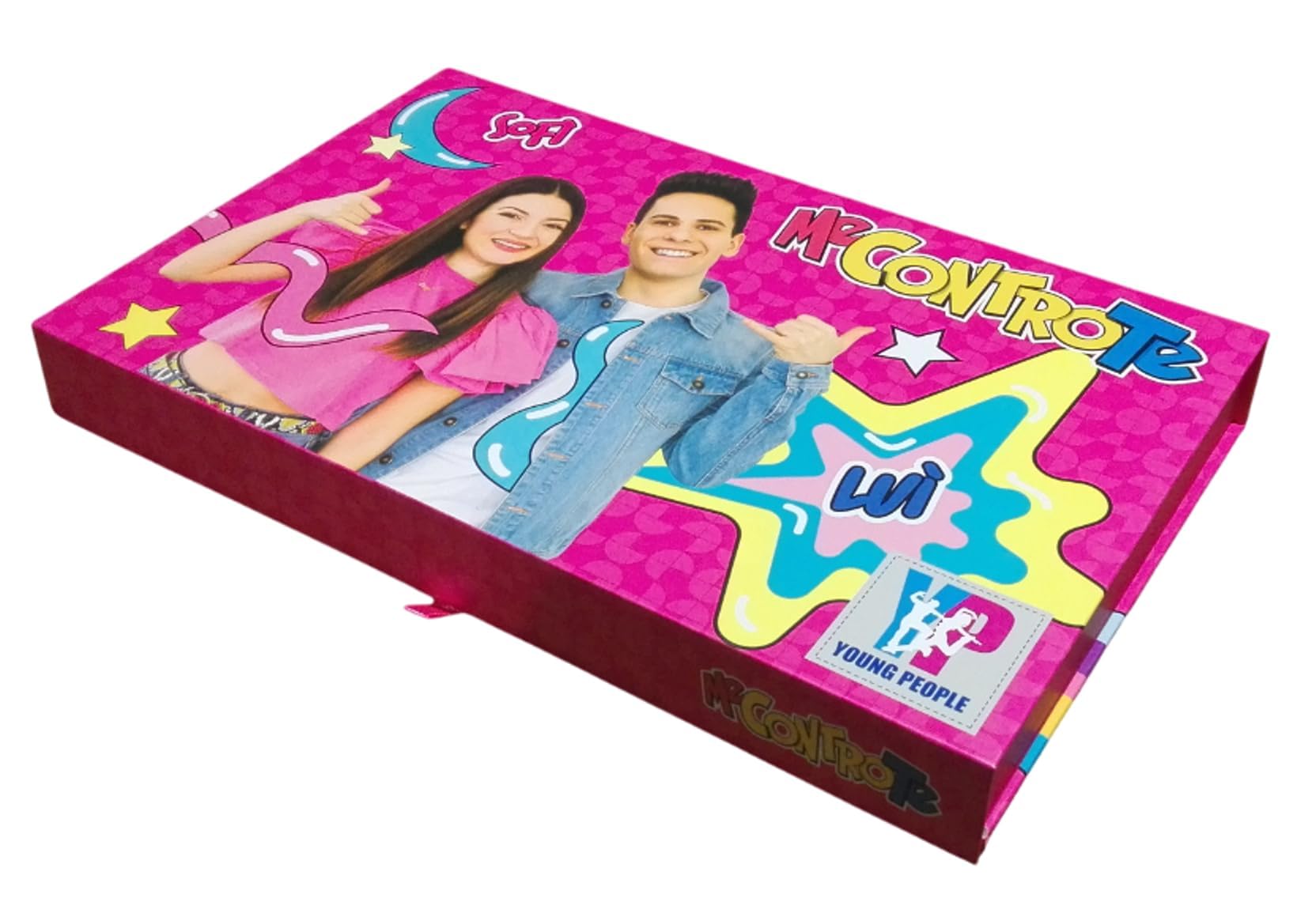 Astuccio Valigetta 2 piani Me Contro Te zip triplo scomparto Bambina scuola - Versione Fucsia 72 colori Mina 4.0 (36 pastello + 36 standard) by Tinta Unita Pool Over + portachiave