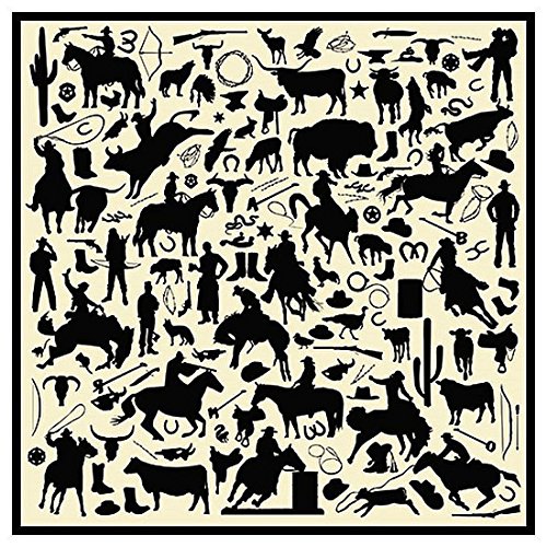 Wyoming Traders Men's Ivory Cowboy Silhouettes Wild Rag Ivory