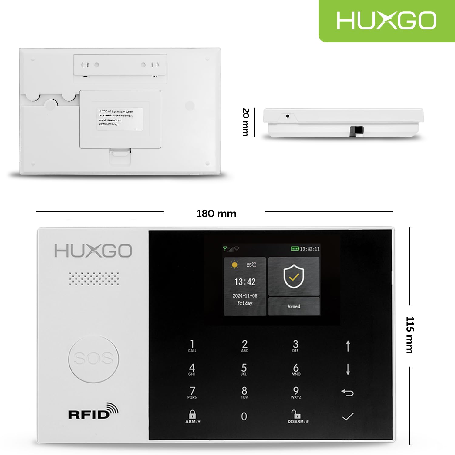 HXA005 Sistema di allarme casa senza fili con sirena WiFi + GSM 4G | Antifurto casa kit con 1x sensori di allarme per finestre/portes, 7x rilevatori di movimento | Allarme Casa