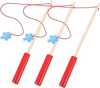 Didiseaon 3 Pçs Vara De Pesca Brinquedos Ímãs Coisas Para Jogos Varas De Pesca Magnéticas Varas De Jogo De Pesca Varas De Pesca Brinquedo De Madeira Adereços De Ferramentas Acessórios De