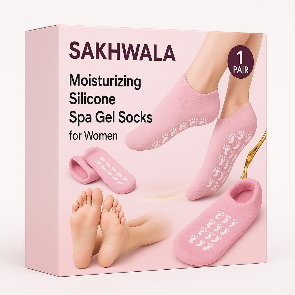 Unisex Silicon Grip Socks for Men & Women | Non-Slip Anti-Skid Ankle Socks | Moisturizing Foot Care Socks for Cracked Heels, Dry Feet & Spa Use (Pink)-image-24