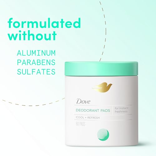 Unilever Dove Deodorant Cleansing Pads For Women Neutralize Odor & Gently Exfoliate To Refine Skin Texture, Fresh Water Lilly Scent,60 pads