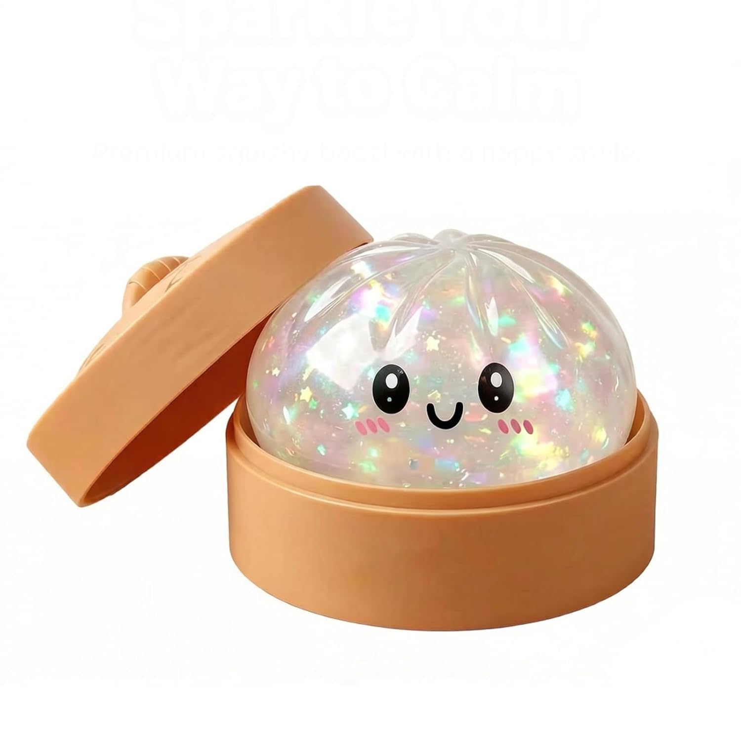 Dumpling Squishies, Glitter Dumpling Mystery Box, Fidget Sensory Toy for Adults,Colorful Dumplings Stress Balls with Food Steamer,Stretchy Desk Toys (Glitter Red)-image-30