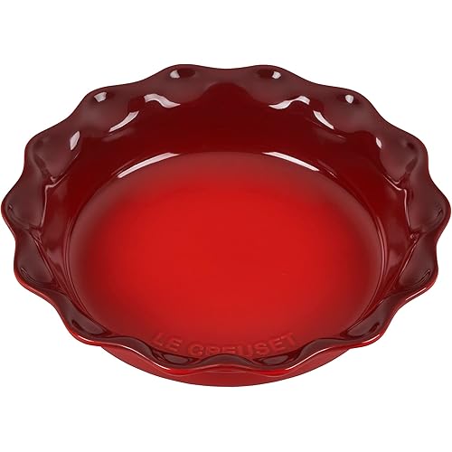 Le Creuset Stoneware 9" Heritage Pie Dish, Cerise