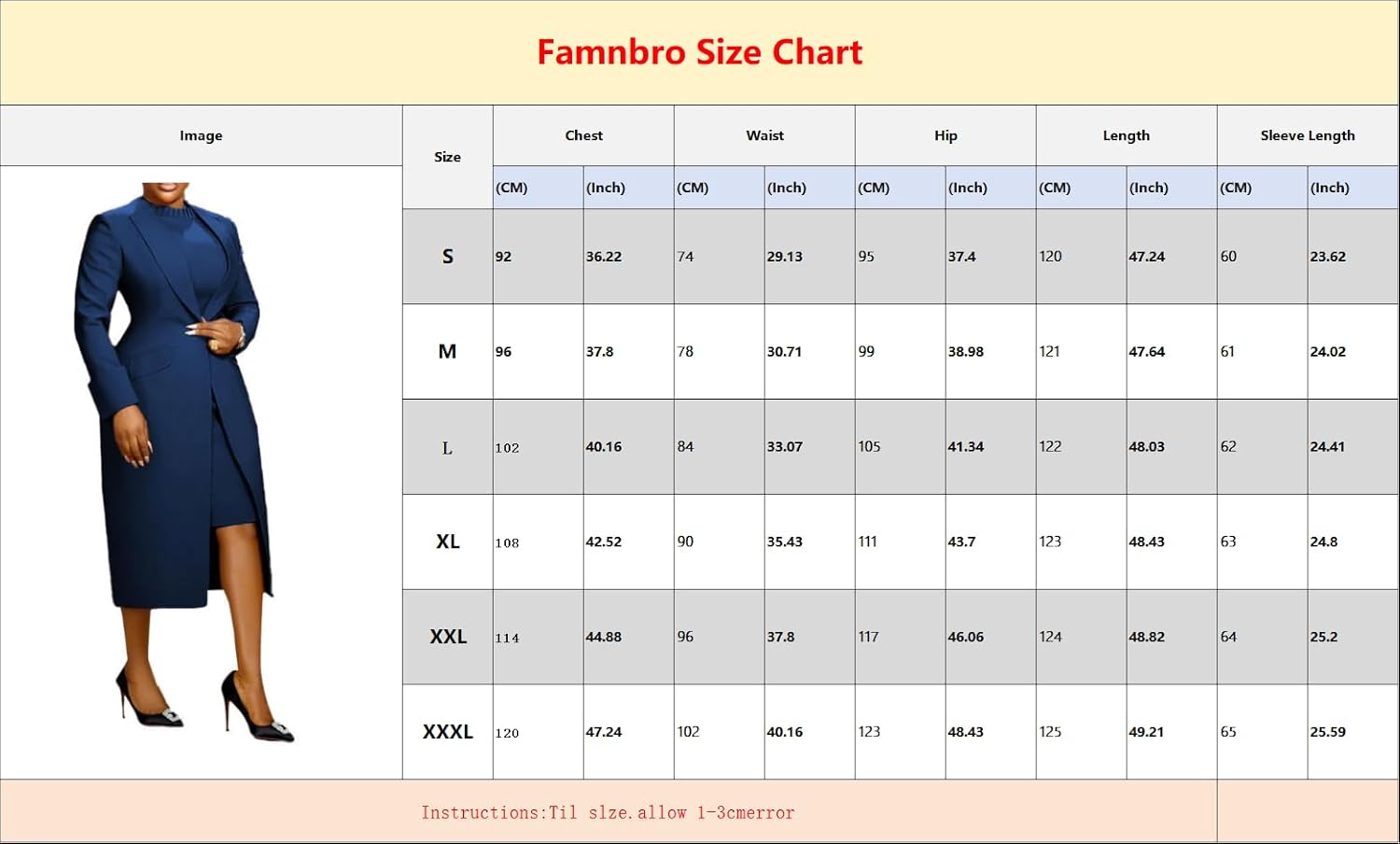 Famnbro Womens Suits 2 Piece Set Long Blazers Jacket Back Slit Dress Sets Work Business Fashion Outfits