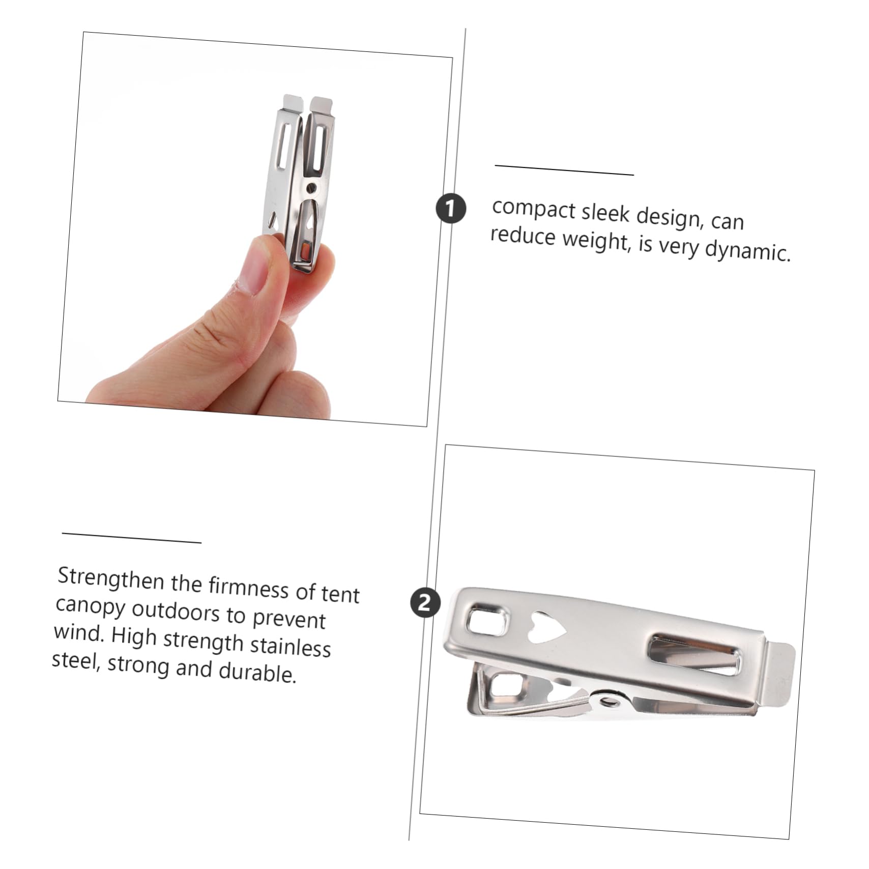 PRETYZOOM 60pezzi Clip Per Asciugatura Impermeabili Acciaio Inossidabile Mollette Resistente Per Piumoni e Biancheria Antivento e Multifunzionali Per Casa e Giardino