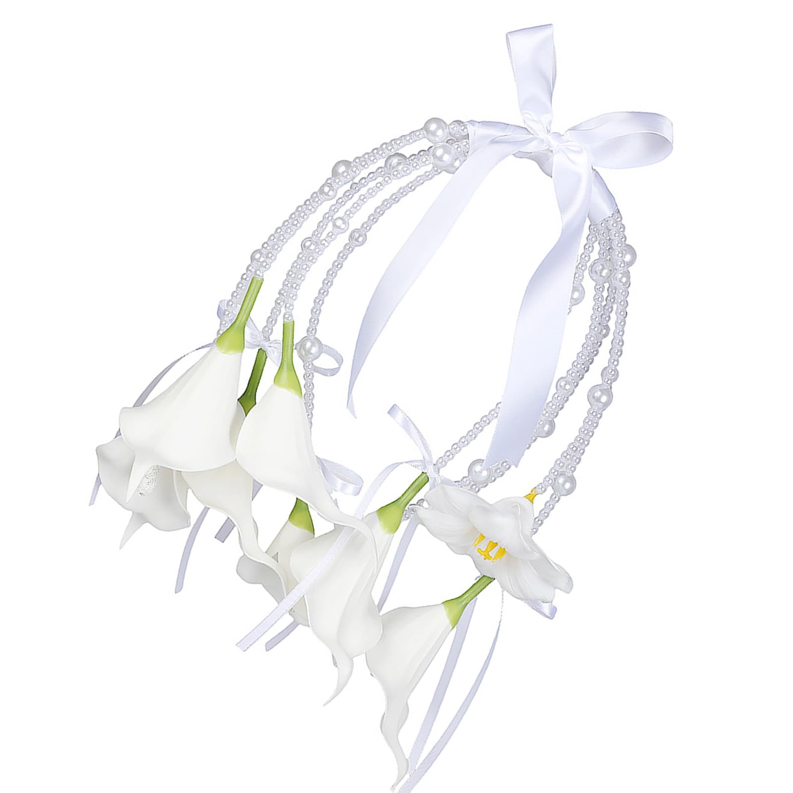 Bbajszx Luxurious Wedding Handheld Bouquet Artificial Silk Flower with Beadwork Ribbon Bowknot Design for Ceremony Bridesmaid Wedding Artificial Floral Hoop Wreath