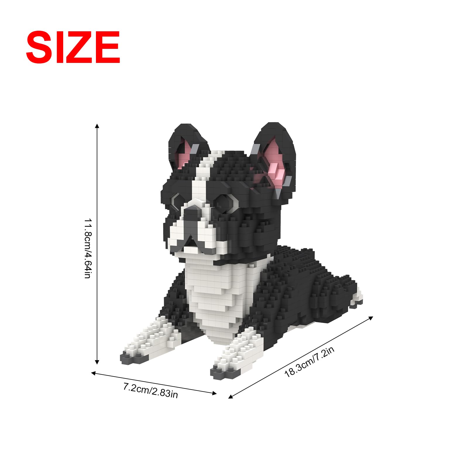 Larcele Micro Dog Building Blocks Mini Pet Building Toy Bricks, 812 Pieces KLJM-02(Boston Terrier), 7.2 cm x 18.3 cm x 11.8 cm - Image 2