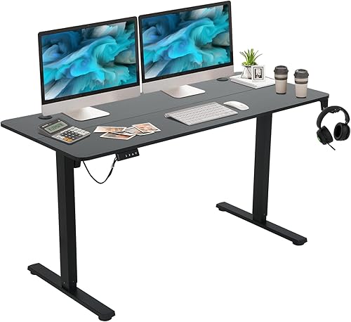 Miniatura 1 de Standing Desk 48 Inch Electric Adjustable Height Desk with Headphone Holder Ergonomic Computer Desk for Bedroom Office Home White